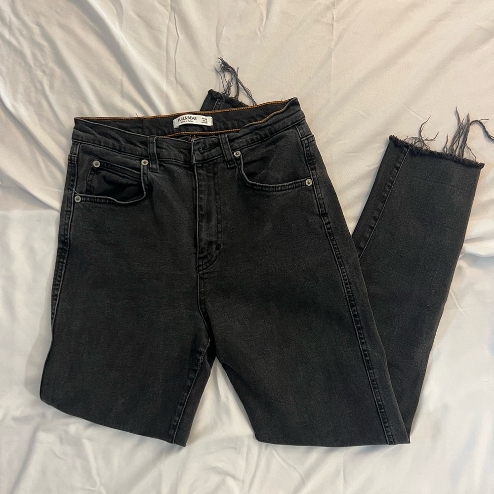 Pull & Bear Straight Leg Black Pants Size 6 Made in Turkey